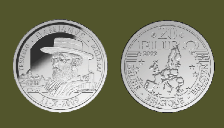 Belgium. 20 Euro. Father Damien. Proof