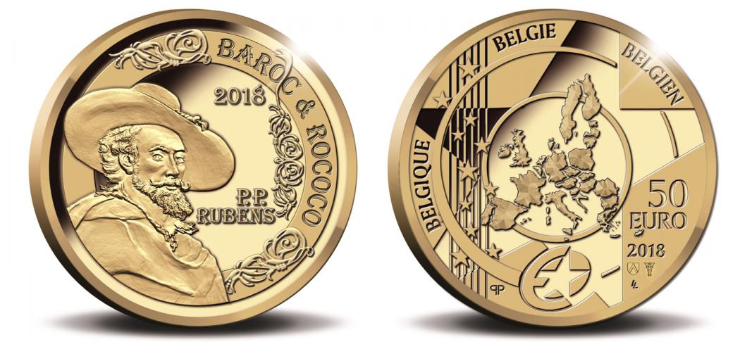 Belgium 50 2018. Peter Paul Rubens. Gold Proof
