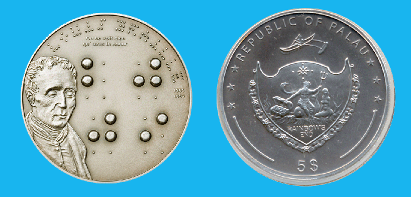 Palau: $5 2009. Louis Braille