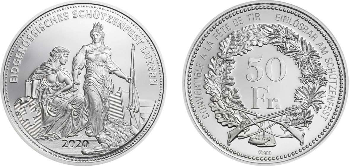 Switzerland Shooting Taler. 50 Francs 2020. Silver Proof