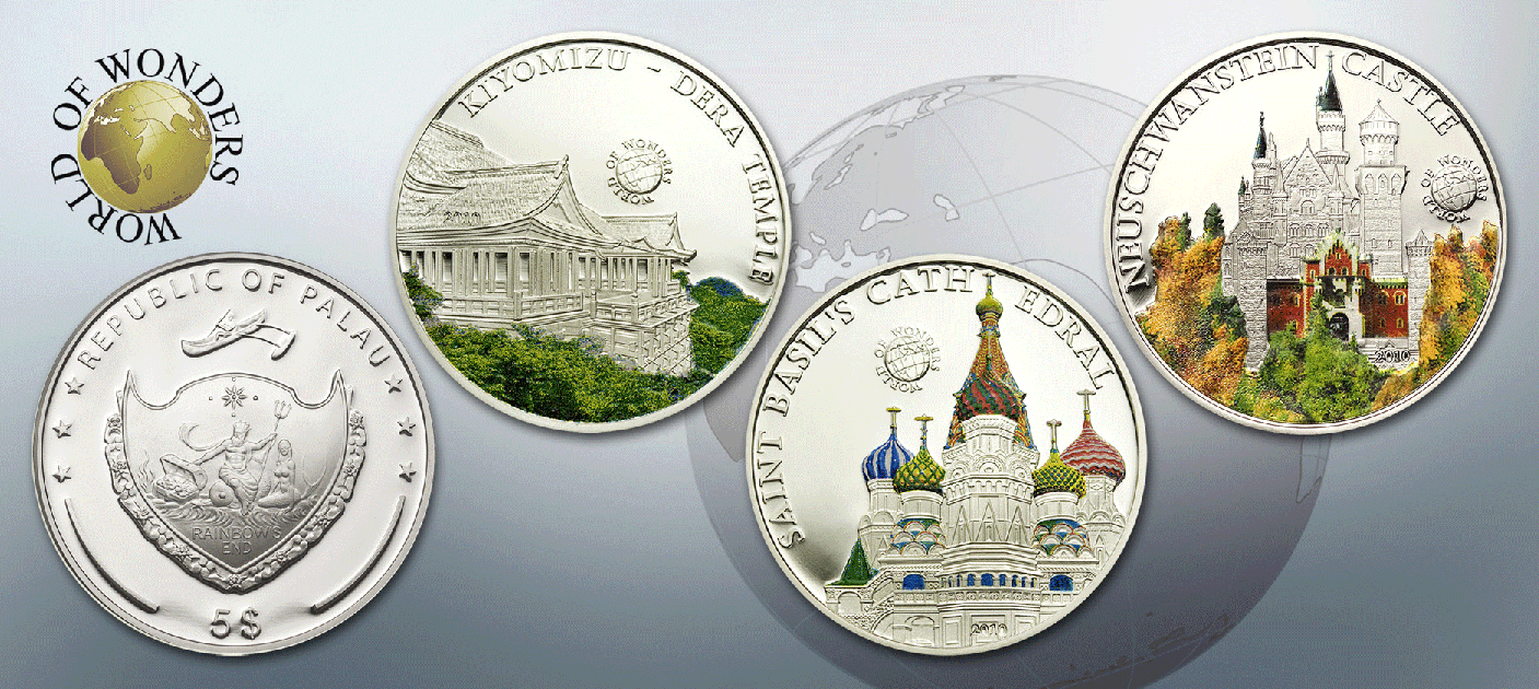 Palau. $5 2010. World of Wonders: 4 Coin Proof Set