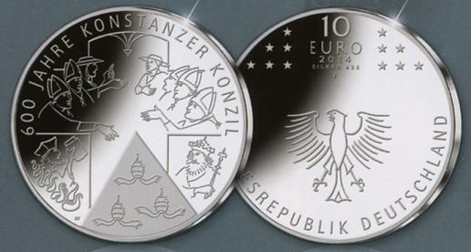 Germany 10 2014. 600th Anniversary of the Council of Constance. Copper-nickel Uncirculated