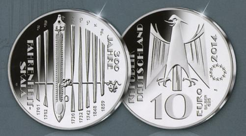 Germany 10 2014. 300th Anniversary of the Farenheit Scale. Copper-nickel Uncirculated