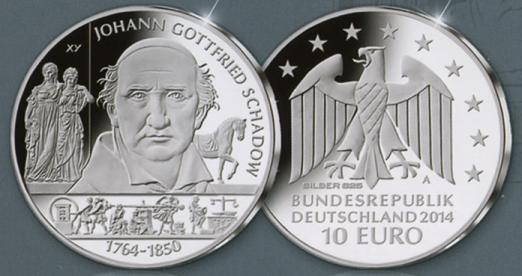 Germany 10 2014. 250th Birthday of Johann Gottfried Schadow. Copper-nickel Uncirculated