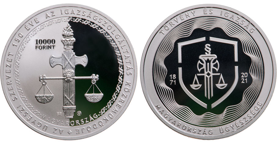 Hungary 10000 Forint 2021. 150th anniversary of the Prosecution Service. Silver Proof