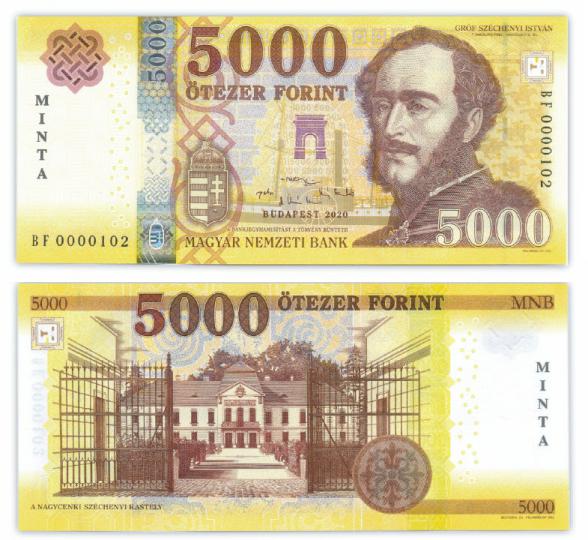 Hungary Specimen 5,000 Forint Banknote 2020. High Number