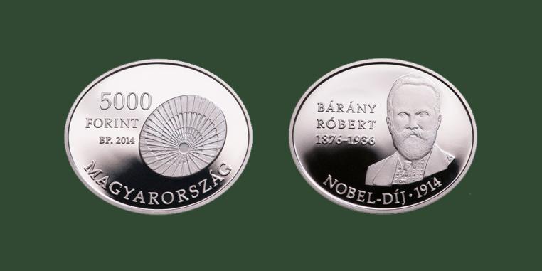 Hungary 5,000 forint 2014. Nobel Prize Winner Rbert Brny. Silver Proof