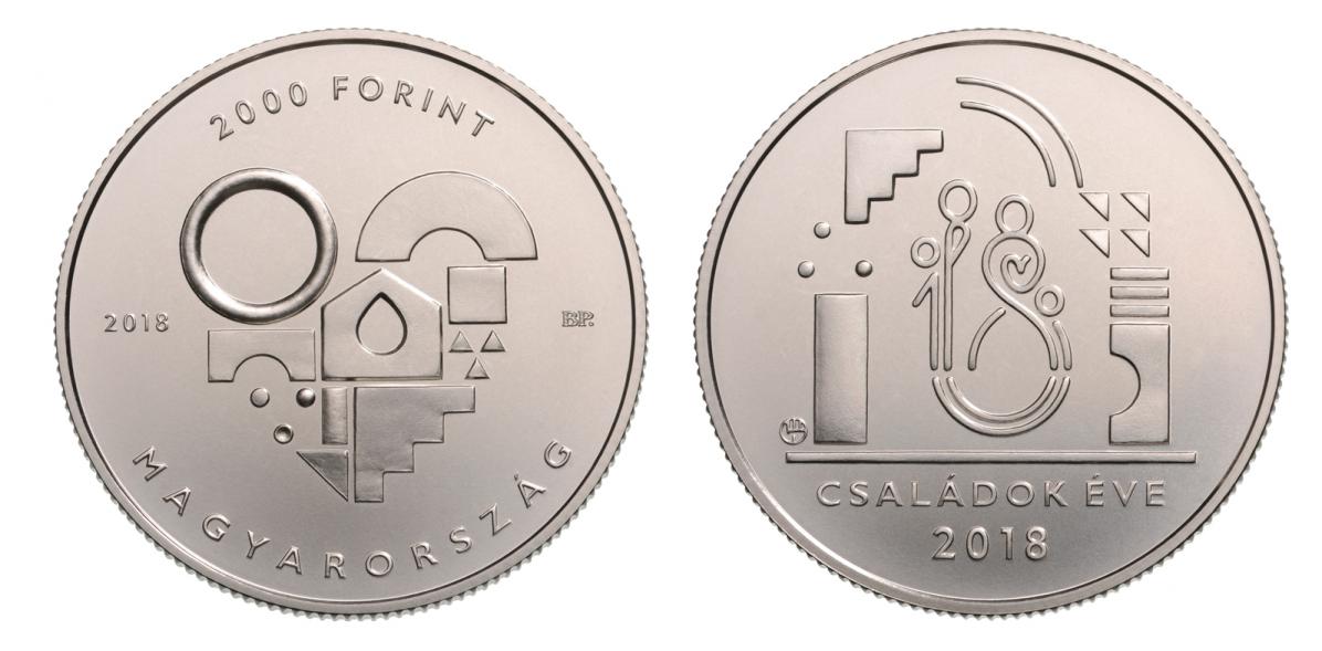 Hungary 2,000 Forint 2018. Year of the Family. Copper-nickel BU