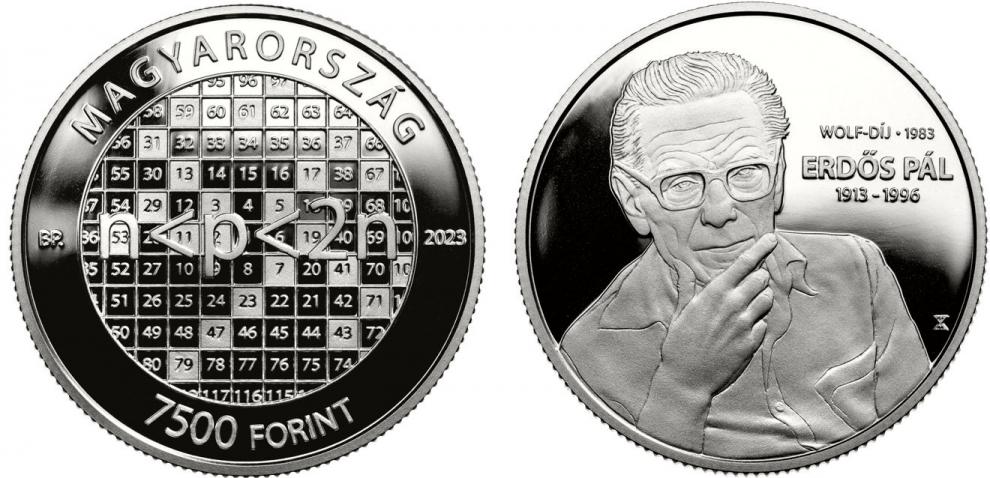 Hungary 7500 Ft. 2023. Math Prize Winner Paul Erds. Silver Proof