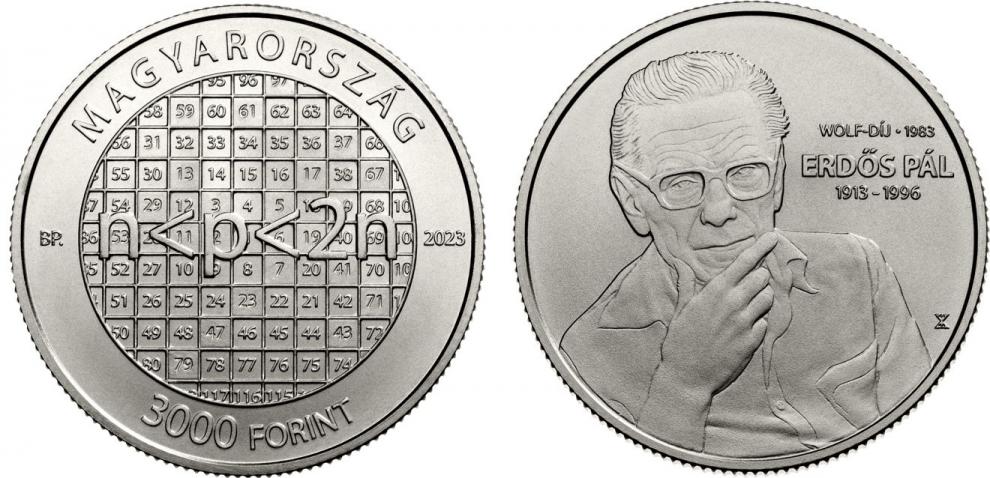 Hungary 3000 Ft. 2023. Math Prize Winner Paul Erds. Cu-Ni BU