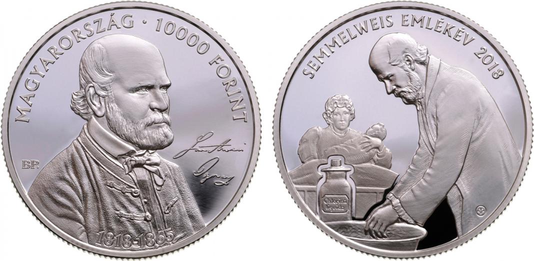 Hungary 10,000 Forint 2018. 200th Birthday of Ignac Semmelweis. Silver Proof