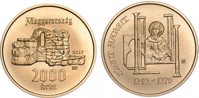 Hungary 2,000 Forint 2017. St. Margaret. Copper-Nickel-Zinc BU