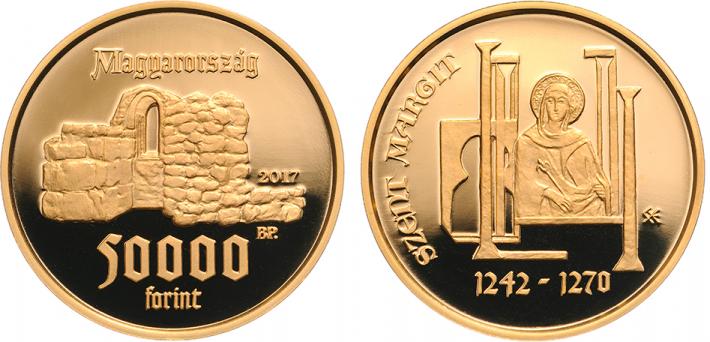 Hungary 50,000 Forint 2017. St. Margaret. Gold Proof
