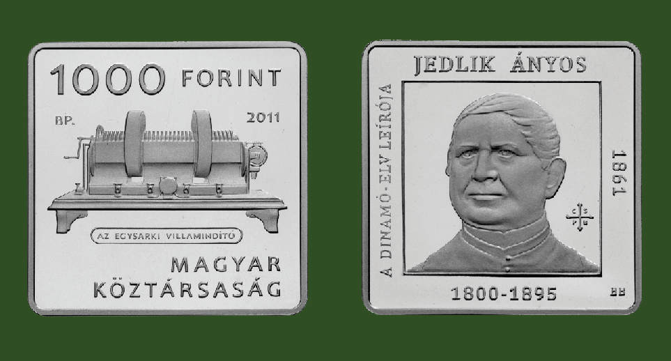Hungary. 1000 Forint 2011. 150th Anniversary Anyos Jedlik & the Principle of the Dynamo. B.U.