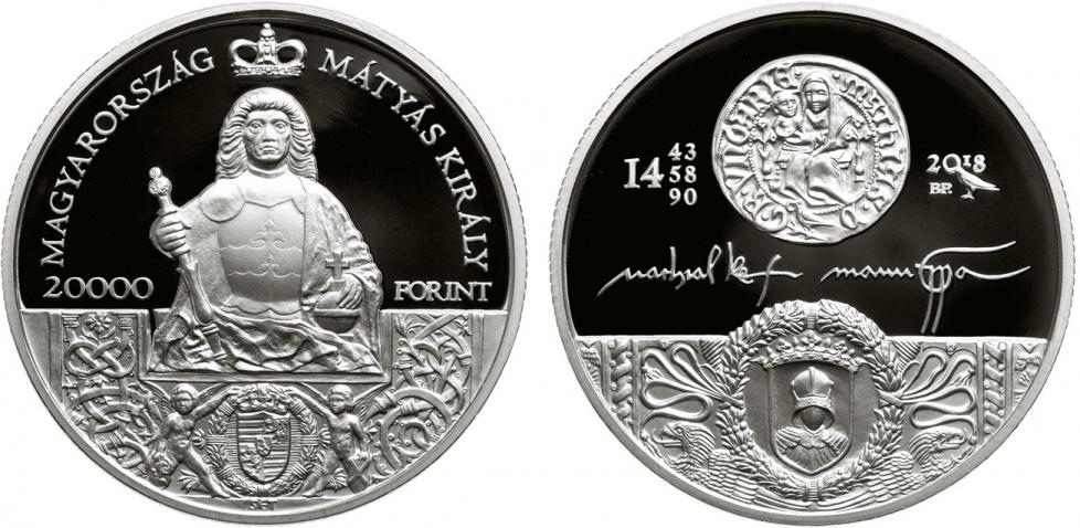 Hungary 20,000 Forint 2018. Commemorating King Matthias Corvinus. Silver Proof
