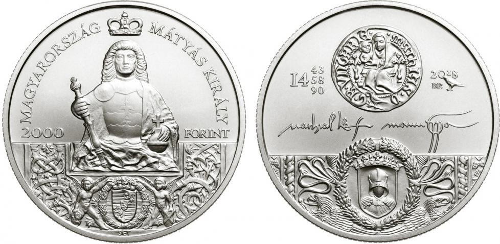 Hungary 2,000 Forint 2018. Commemorating King Matthias Corvinus. Copper-nickel BU