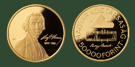 Hungary. 50,000 Forint (2 Ducats) 2011. 200th Anniversary of the Birth of Franz Liszt. Gold Proof.