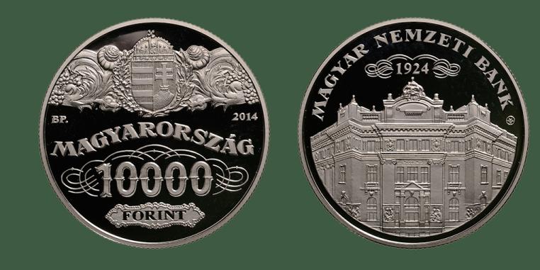 Hungary. 10,000 Forint 2014. 90th Anniversary of the National Bank. Silver Proof