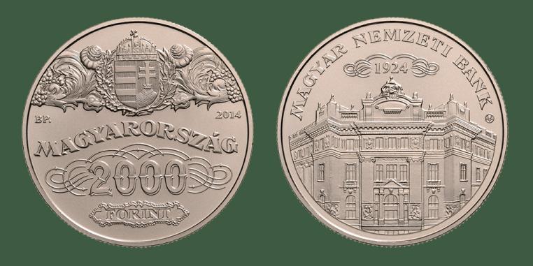 Hungary. 2,000 Forint 2014. 90th Anniversary of the National Bank. Copper-nickel BU