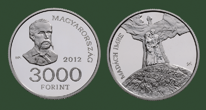 Hungary. 3,000 Forint 2012. 150th anniversary:  The Tragedy of Man  by Imre Madach . Proof