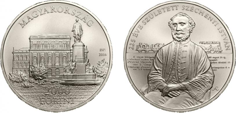 Hungary 2,000 Forint 2016. 225th Anniversary of Istvn Szchenyi. Copper-nickel BU