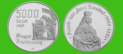 Hungary. 5,000 Forint 2007. St. Elizabeth. BU