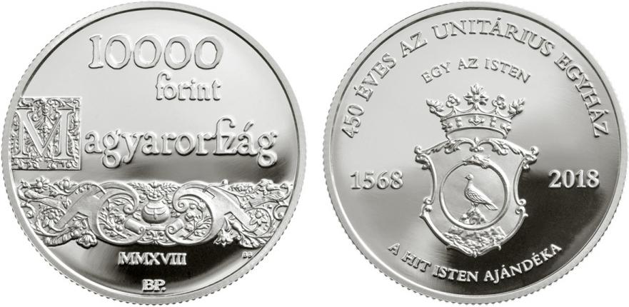 Hungary 10,000 Forint 2018. 450 Years of the Unitarian Church. Silver Proof