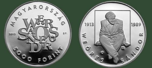 Hungary. 5,000 Forint 2013. 100th Anniversary of Birth of the Poet Sndor Weres. Silver Proof