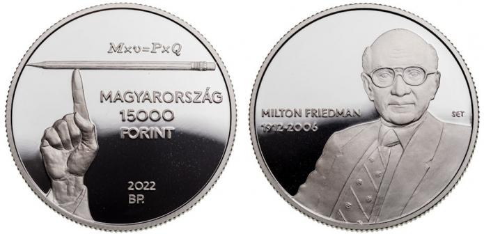 Hungary 15,000 Forint 2022. Milton Friedman. Silver Proof