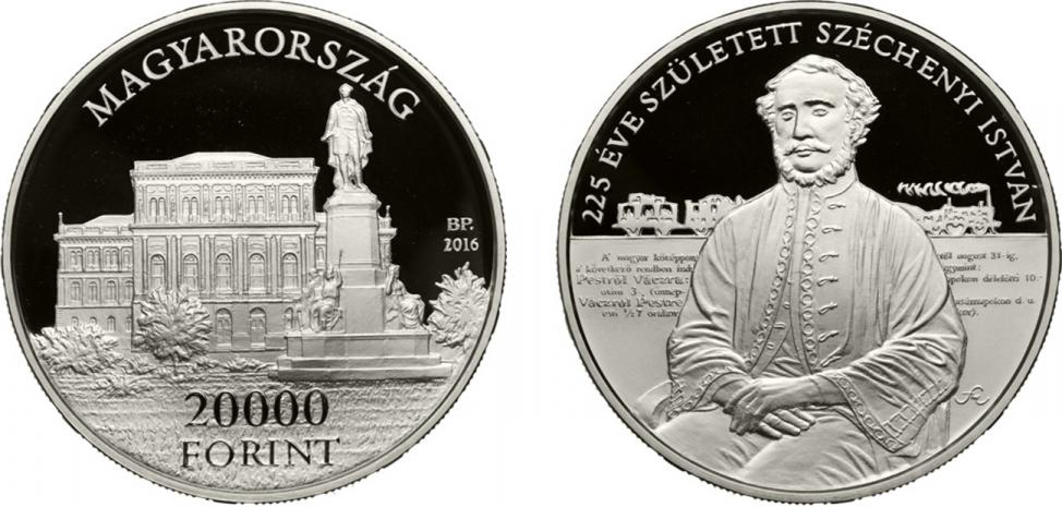 Hungary 20,000 Forint 2016. 225th Anniversary of Istvn Szchenyi. Silver Proof