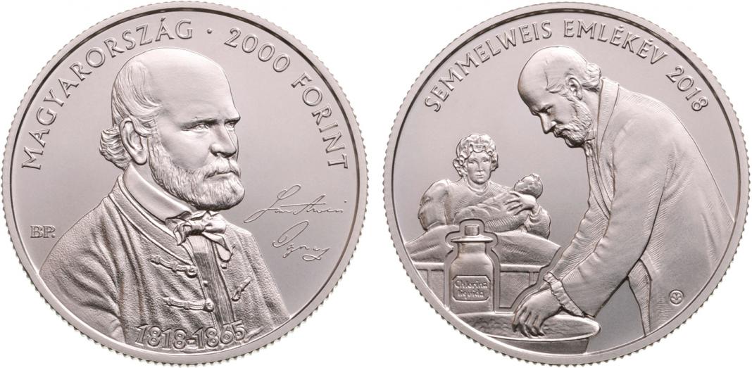 Hungary 2,000 Forint 2018. 200th Birthday of Ignac Semmelweis. Copper-nickel BU