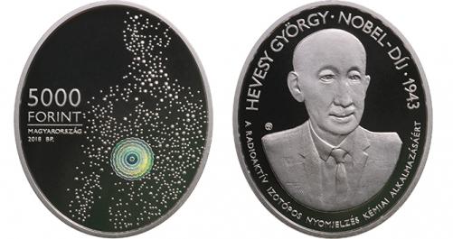 Hungary 5,000 Forint 2018. 75th Anniversary of the Nobel Prize of George de Hevesy. Silver Proof