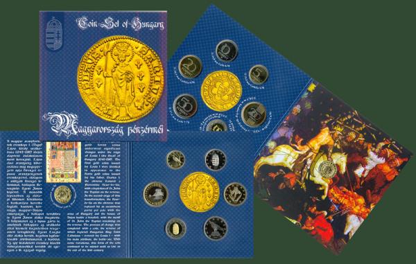Hungarys 2013 Proof Set With gold plated silver restrike of a King Louis (the Great) Goldgulden