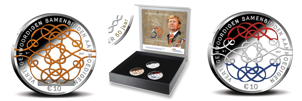Netherlands €10 2017. 50th Birthday of King Willem Alexander. 50th Birthday Color Coin Set