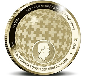 Netherlands €10 2017. 150th Anniversary of the Dutch Red Cross. Gold Proof