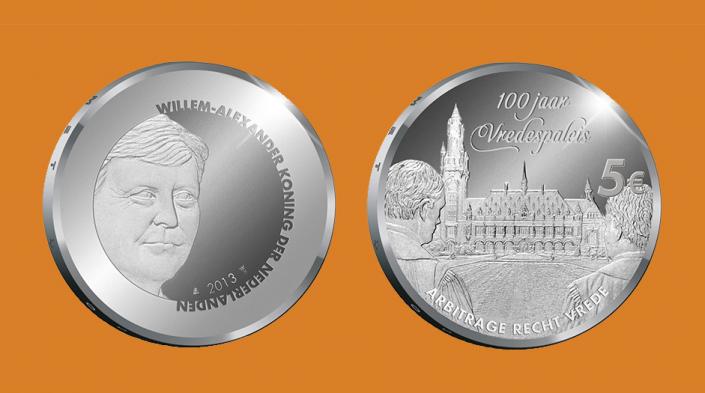 Netherlands 5 2013. Centennial of the Peace Palace. Silver Proof