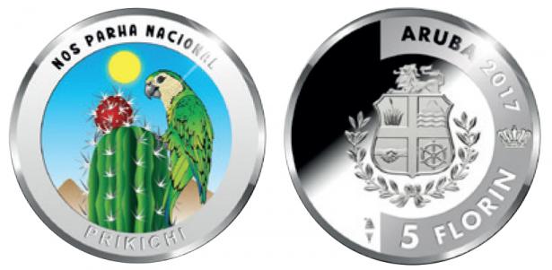 Aruba 5 Florin 2017. Prikichi. Silver Proof