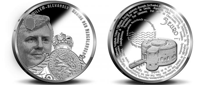 Netherlands 5 2017. Defense Line of Amsterdam. Silver Plated Uncirculated