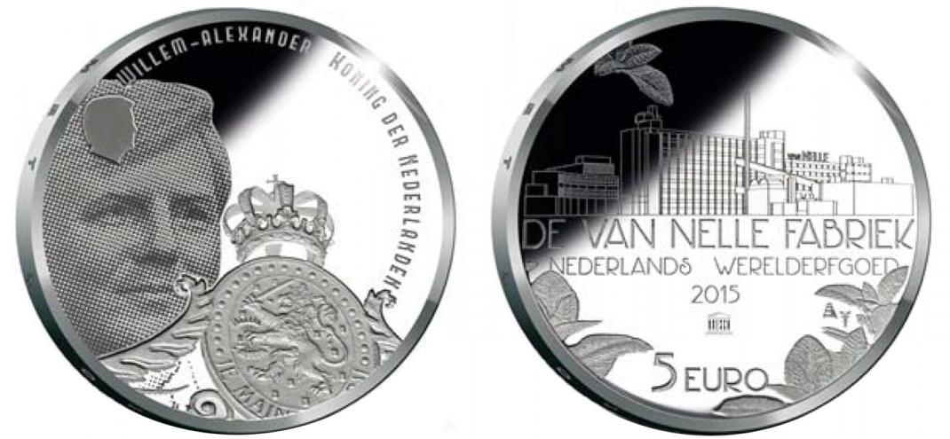 Netherlands 5 2015. Dutch World Heritage: The Van Nelle Factory. Silver Proof