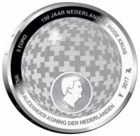 Netherlands 5 2017. 150th Anniversary of the Dutch Red Cross. Silver-plated UNC