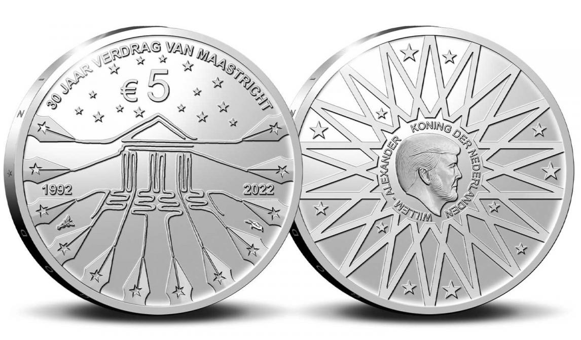 Netherlands 5 2022. Maastricht Treaty. Silver Proof