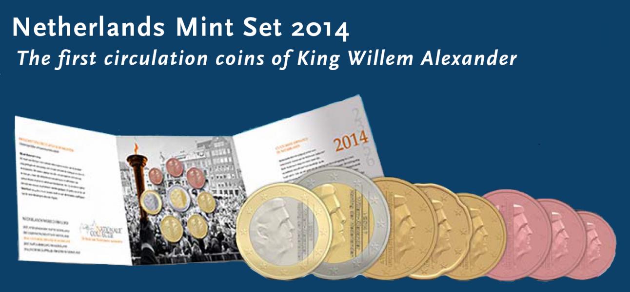Netherlands Mint Set 2014. The first euro coins of King Willem Alexander