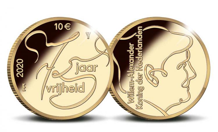 Netherlands 10 2020. 75 Years of Freedom. Gold Proof