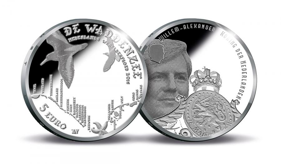Netherlands 5 2016. Dutch World Heritage: The Wadden Sea. Silver Proof