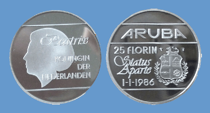 Aruba 25 Florin 1986. Status Aparte. Proof