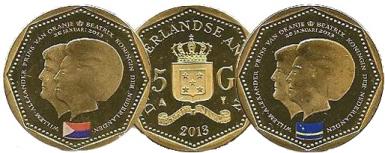 Netherlands Antilles. 5 Gulden 2013. Double Portrait Set