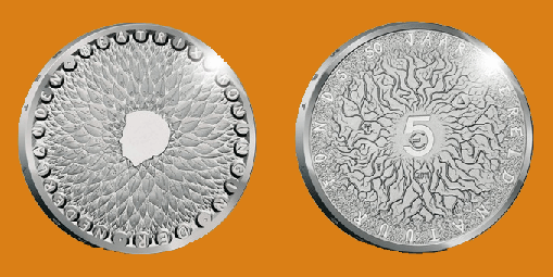 Netherlands 5 2011. 50th Anniversary World Wildlife Fund. Silver plated copper-nickel UNC