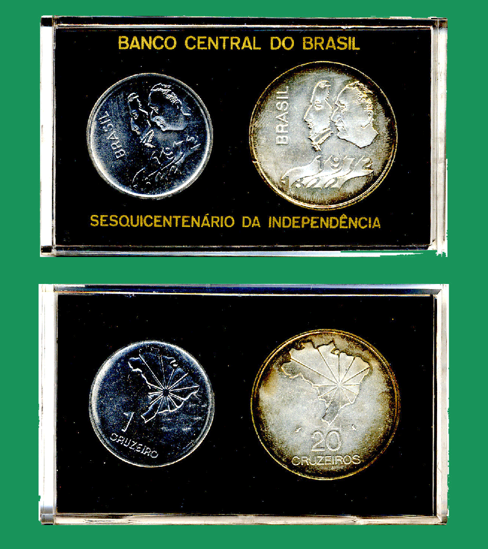 Brazil 20 & 1 Cruzeiro 1972. Sesquicentennial of Independence. BU