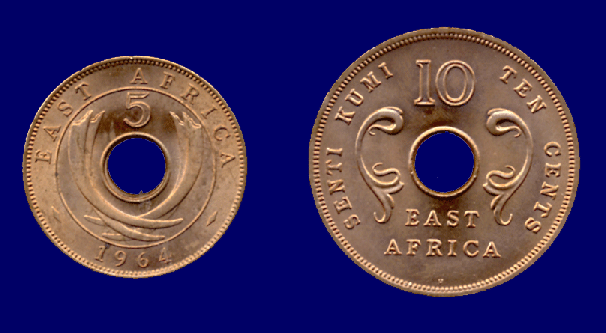 East Africa 1964 Set 10 & 5 Cents. BU