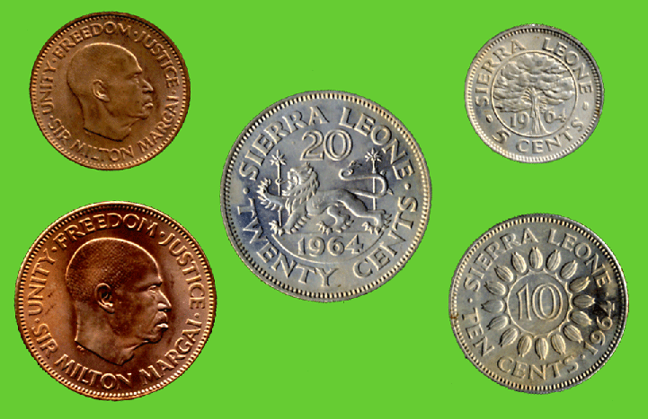 Sierra Leone 5 Coin Set 1964. Unc